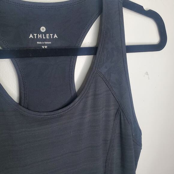 Athleta Serve It Up Tennis Dress Pleated Scoop Neck Racerback Mesh XS Black - Picture 6 of 16